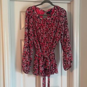 Lane Bryant Red and Black Patterned Blouse